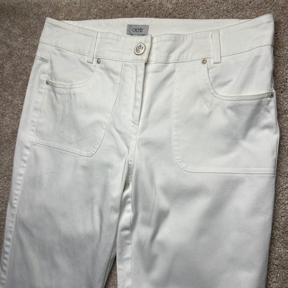 Y2K Cache Womens White Flare Leg Pants Size 8 Coastal Nautical Chic Cotton Retro - Picture 9 of 13